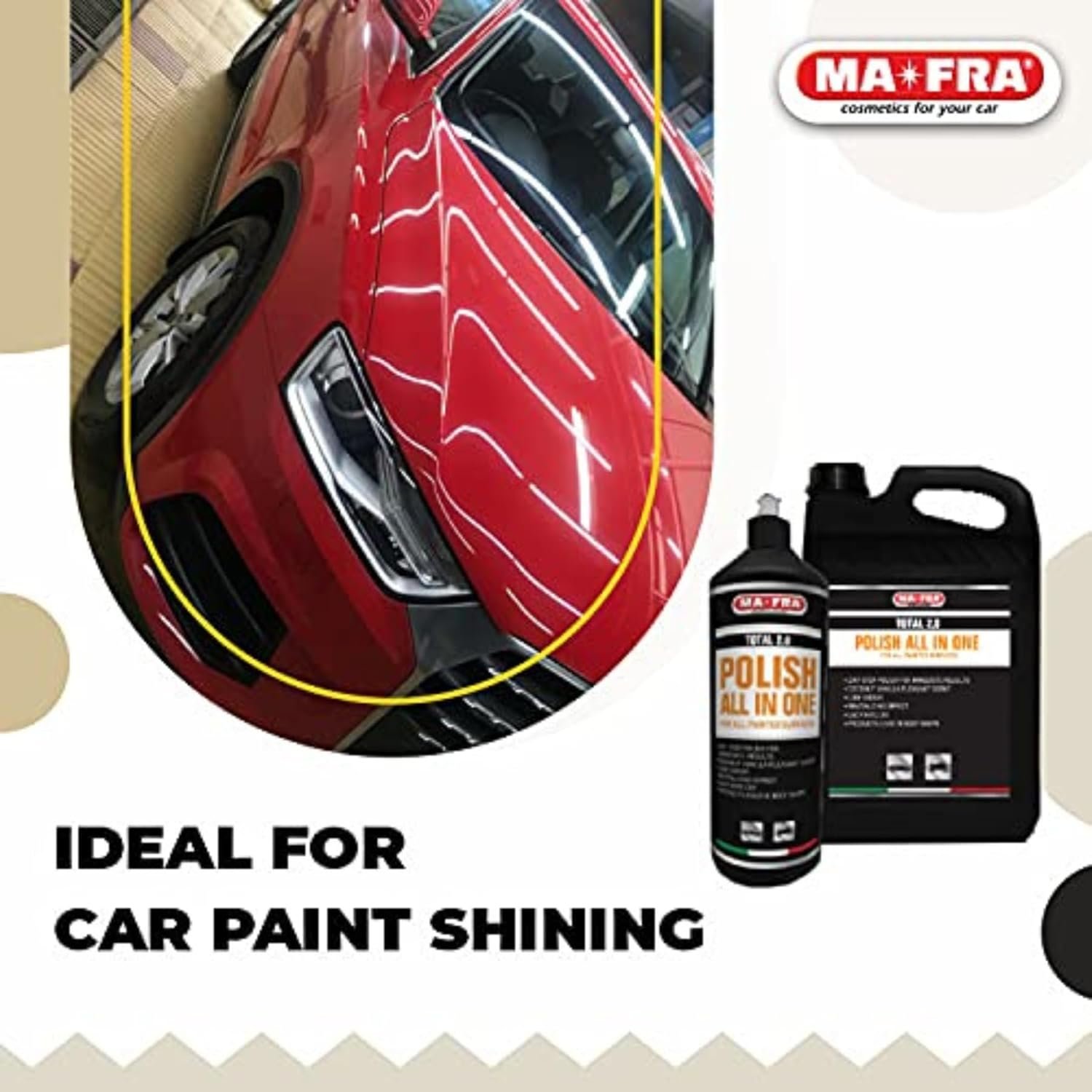 MAFRA Total 2.0 All-In-One Car Polish | Cut, Gloss & Wax | One Step Polish, Microparticle Compound, No Dust, Easy Clean | 1000ml