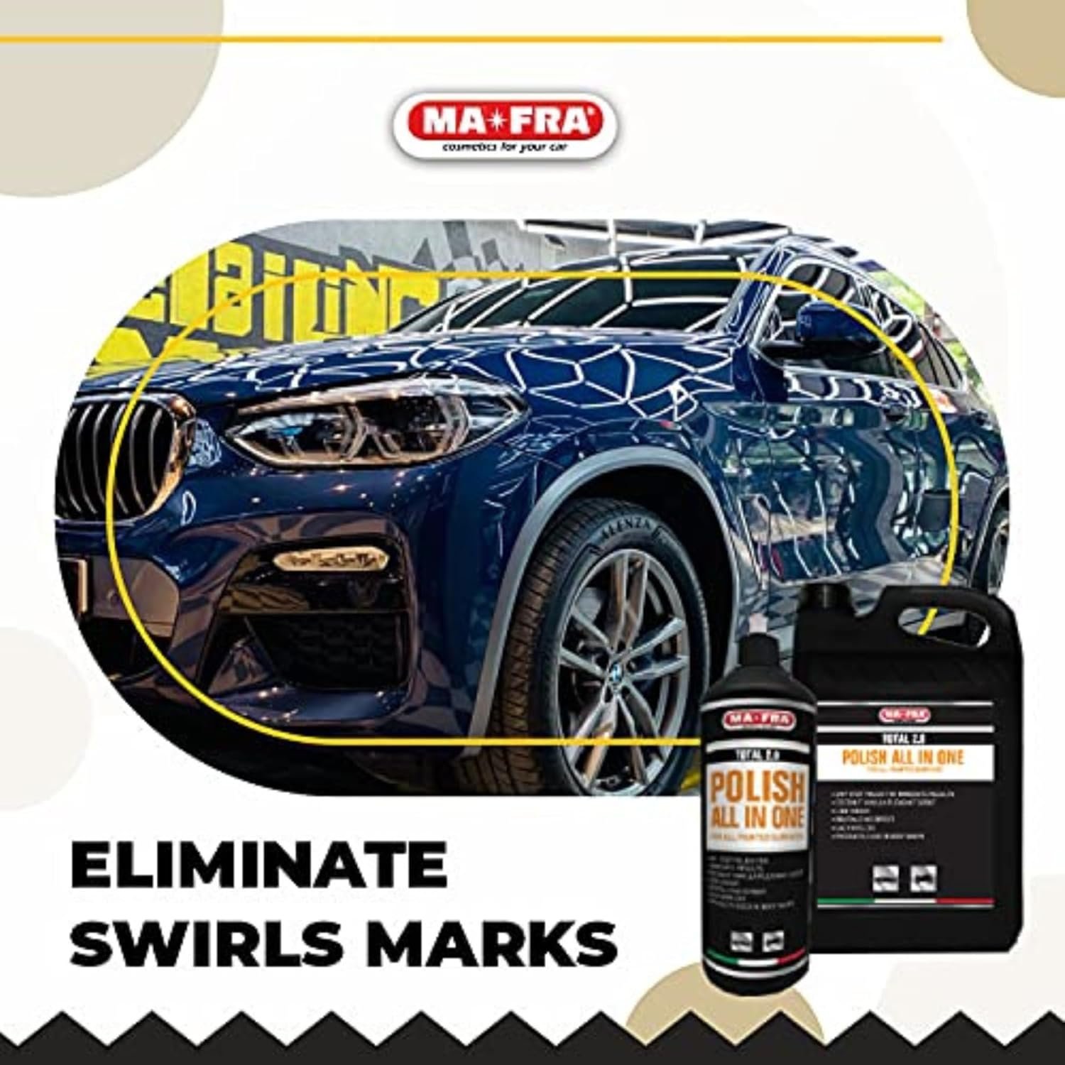 MAFRA Total 2.0 All-In-One Car Polish | Cut, Gloss & Wax | One Step Polish, Microparticle Compound, No Dust, Easy Clean | 1000ml