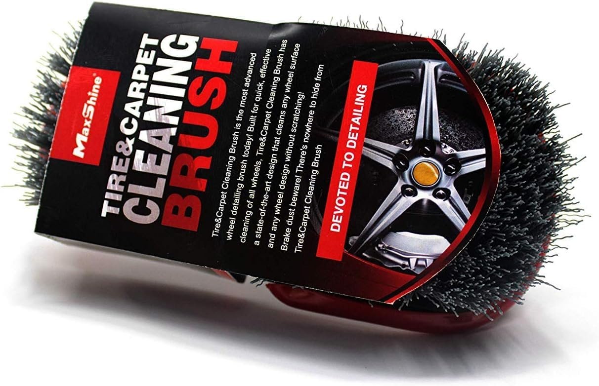 MaxShine Tire & Carpet Scrub Brush 19cm | Heavy-Duty Bristles for Deep Cleaning | Tyre Detailing Brush | Rug & Carpet Cleaning Brush