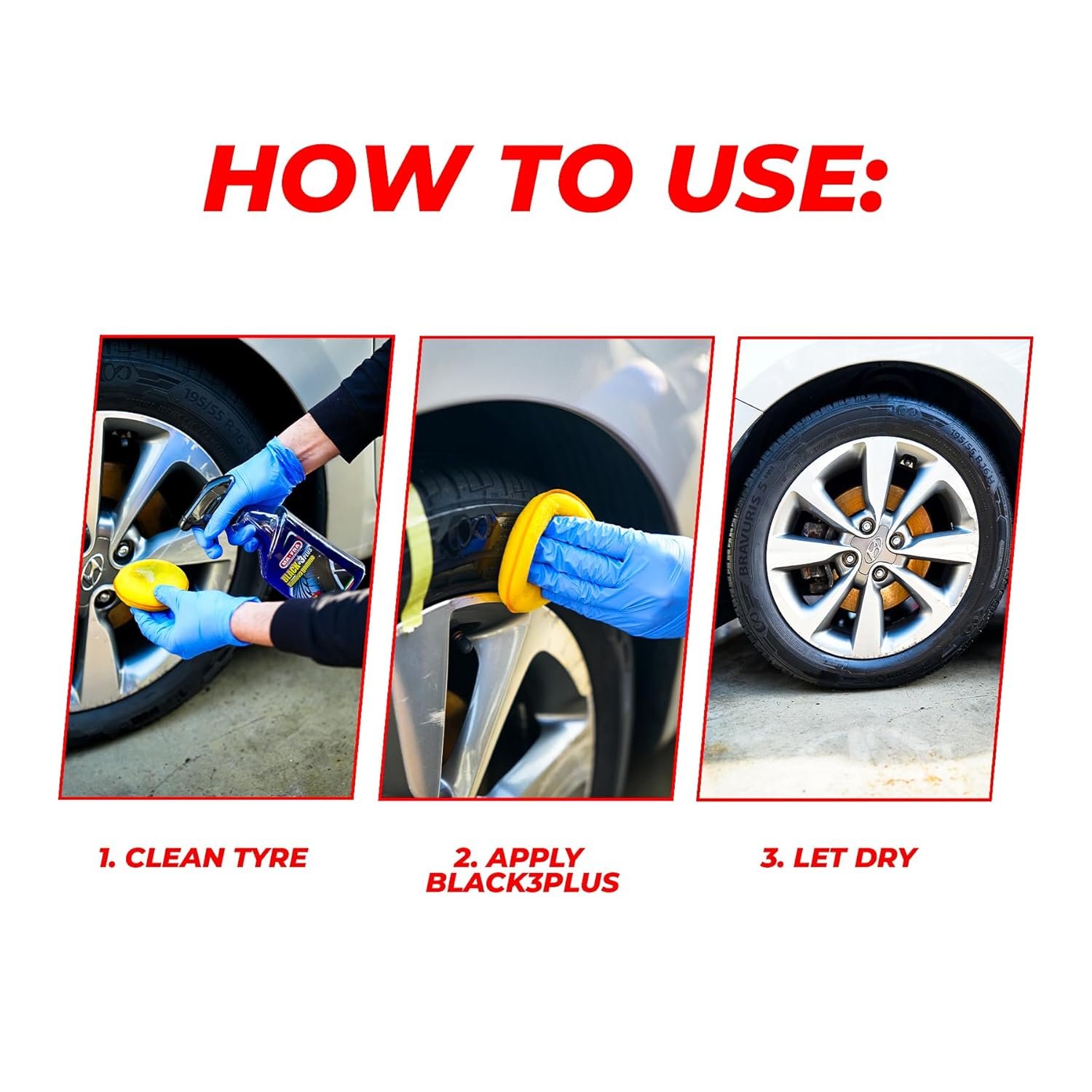 MAFRA Black 3Plus and 500ml Tire Blackener & Shiner | Renews, Softens & Protects Car Tyres - Image 6