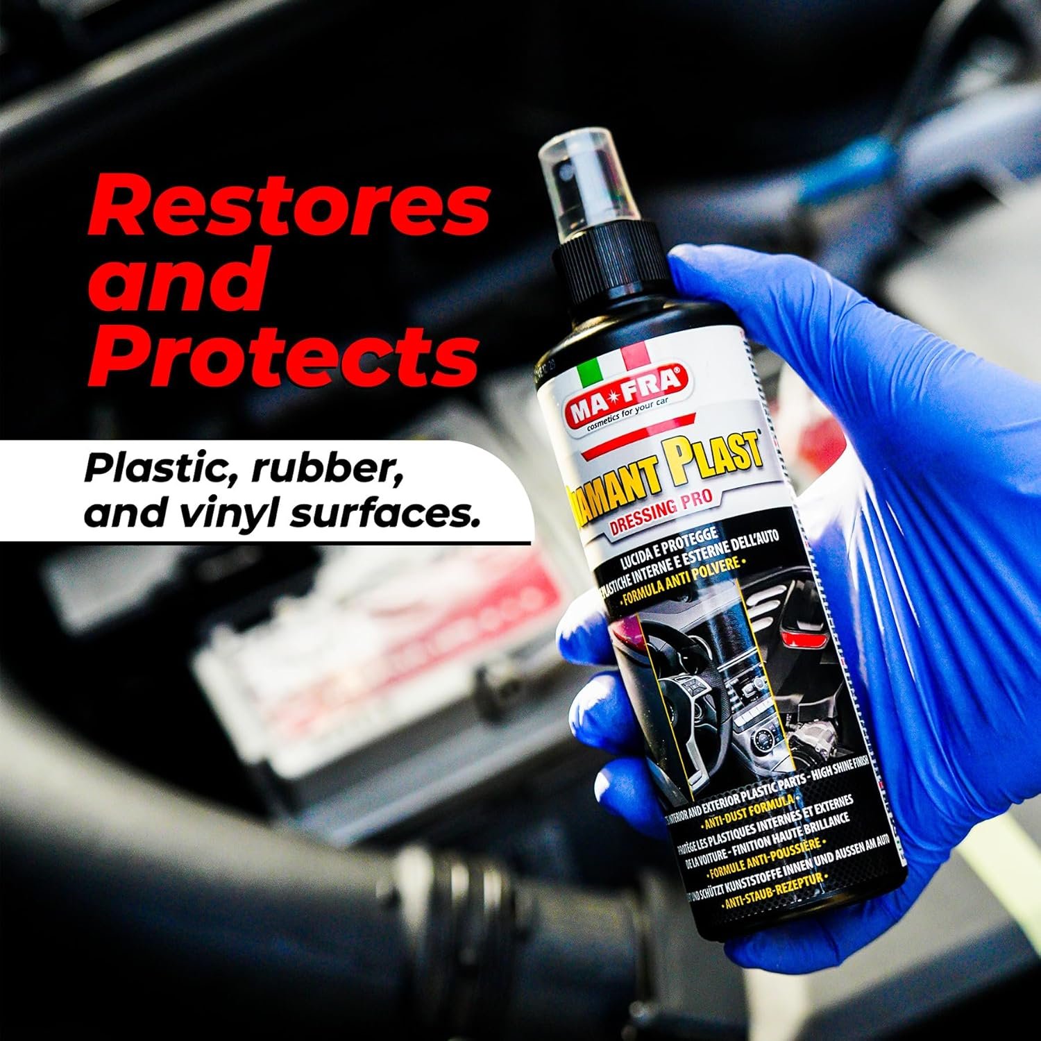 Diamant Plast Dressing Pro 250ml | Dashboard, Plastic & Rubber Polish for Car Interior & Exterior - Image 6