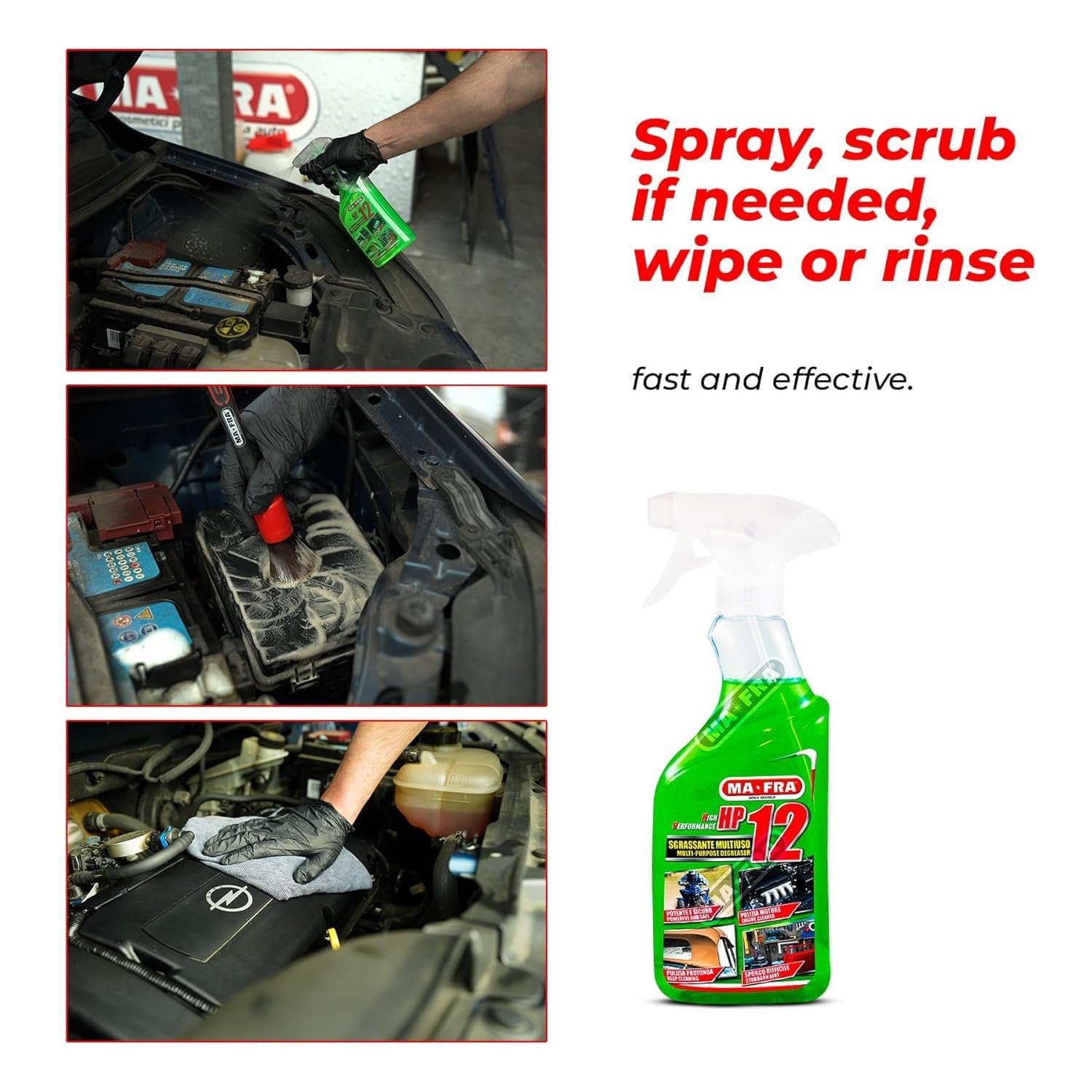 MA-FRA HP12 Multi-Purpose Degreaser Spray 500ml | Heavy-Duty All Surface Cleaner for Car, Bike, Kitchen & Industrial Use - Image 3