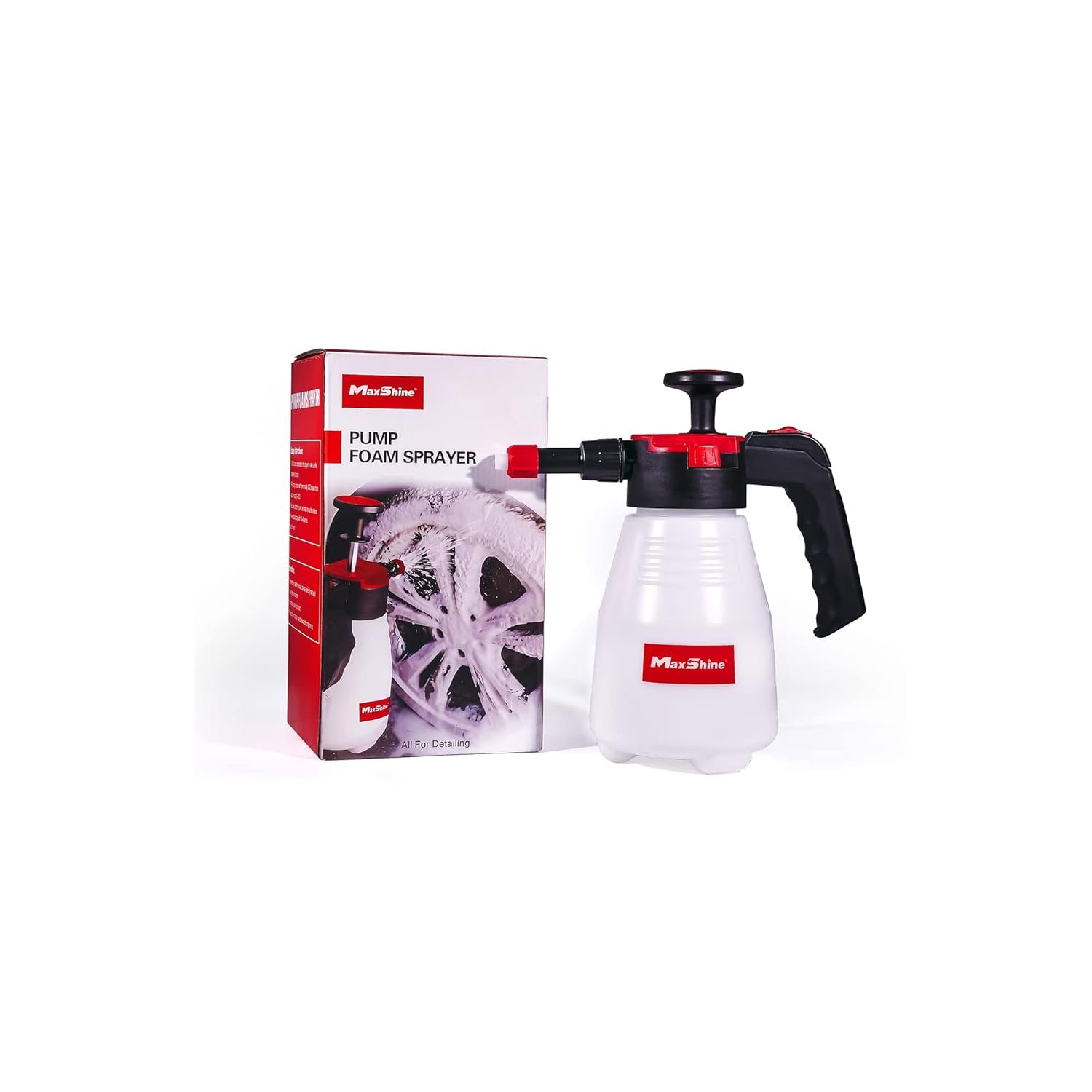 MaxShine 1.5L Hand Pressure Foam Sprayer | Thick Foam Pump Bottle for Car Detailing, Home Cleaning, Garden & Plant Watering | Durable Nozzles & Easy Use