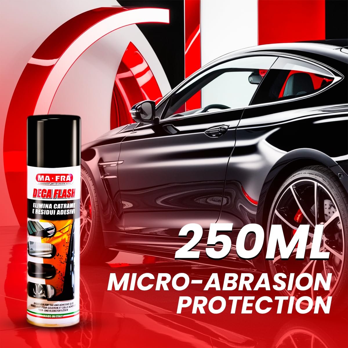 DECA FLASH | Tar & Adhesive Remover Spray 250ml | Removes Tar Spots, Glue Residues, Stickers & Micro-Abrasions | Gentle on Paint
